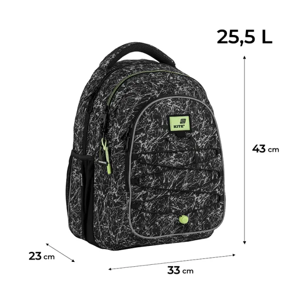 Рюкзак шкільний підлітковий Kite Education teens 8001L-1 чорний (K25-8001L-1) - Фото 1
