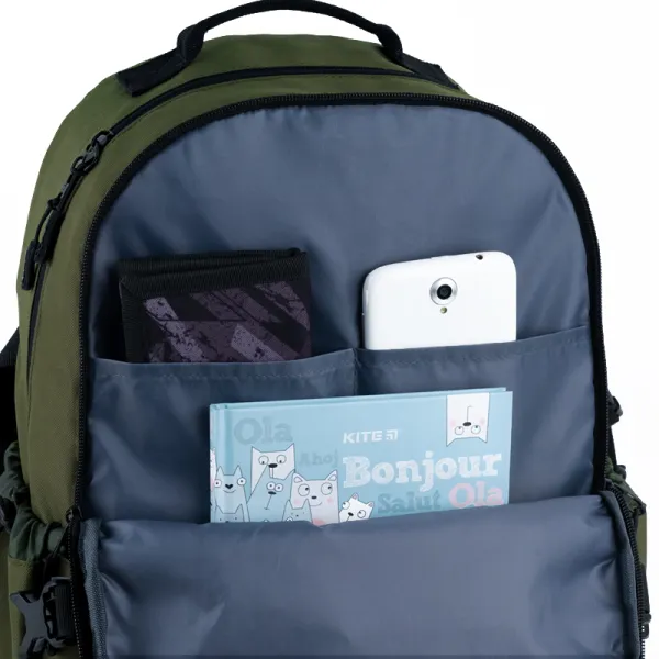 Рюкзак шкільний підлітковий GoPack Education Teens 186 хакі (GO25-186L-3) - Фото 9