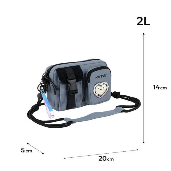 Сумка-кроссбоди подростковая Kite Education teens 2522-3 серая (K25-2522-3) - Фото 1