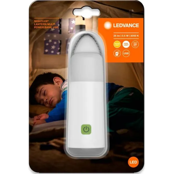 Светильник с аккумулятором 0.5 Вт, 500мАч, 3000К, 4000K, 25Лм, USB-A, белый Nightlux Lantern Powerbank Ledvance (4058075570207) - Фото 6