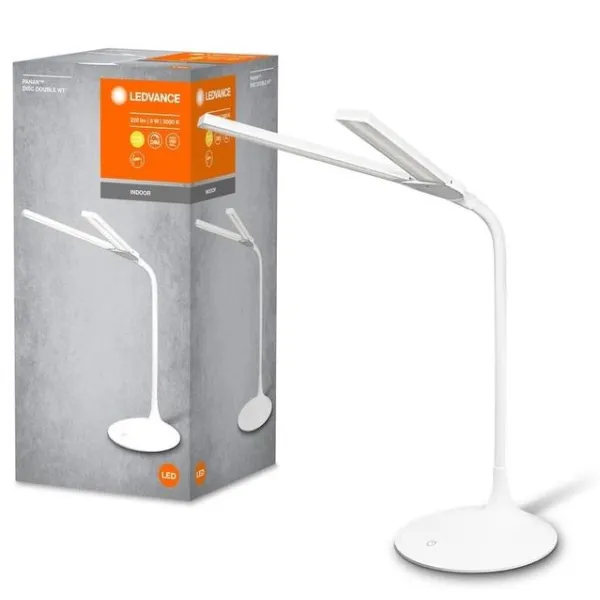 Лампа настольная с аккумулятором 5Вт, 2200мАч, 3000К, USB-A, белая Disc Double Panan Ledvance (4058075301733) - Фото 3