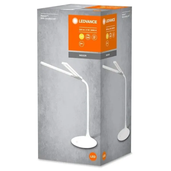 Лампа настольная с аккумулятором 5Вт, 2200мАч, 3000К, USB-A, белая Disc Double Panan Ledvance (4058075301733) - Фото 5
