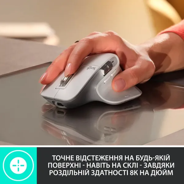 Миша бездротова MX Master 3S Performance, світло-сіра Logitech (910-006560) - Фото 8