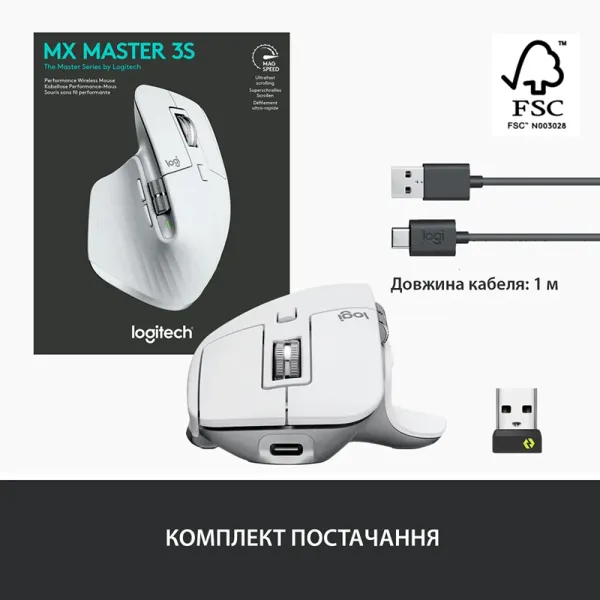Миша бездротова MX Master 3S Performance, світло-сіра Logitech (910-006560) - Фото 10