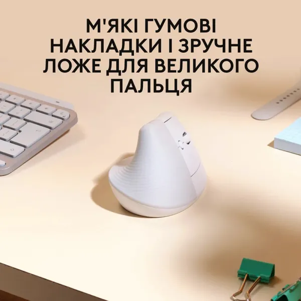 Мышь беспроводная Lift для Mac Vertical Ergonomic, белая Logitech (910-006477) - Фото 2