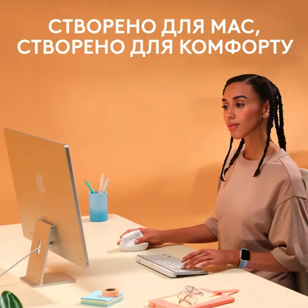 Мышь беспроводная Lift для Mac Vertical Ergonomic, белая Logitech (910-006477) - Фото 6