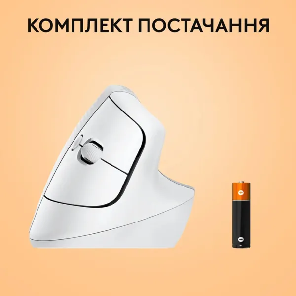 Мышь беспроводная Lift для Mac Vertical Ergonomic, белая Logitech (910-006477) - Фото 7
