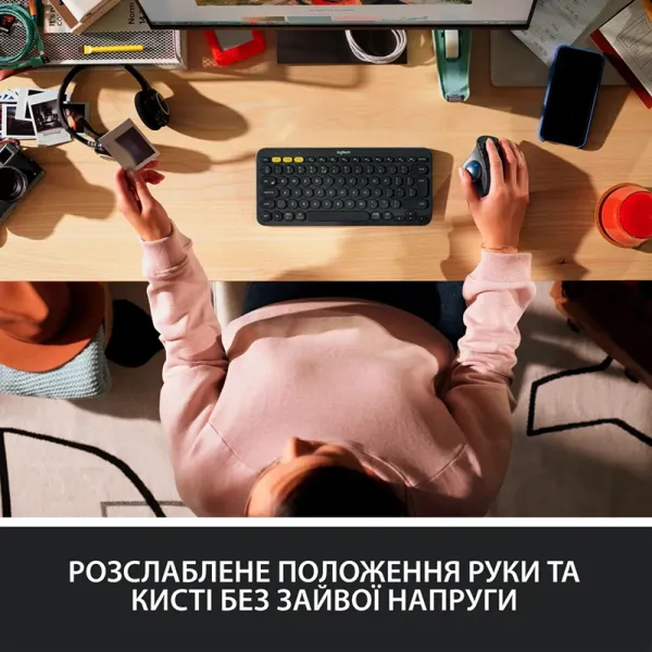 Мышь беспроводная Ergo M575 for Business Trackball, графитовая Logitech (910-006221) - Фото 6