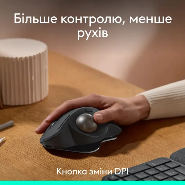 Мышь беспроводная MX Ergo S Trackball, графитовая Logitech (910-007260) - Фото 5