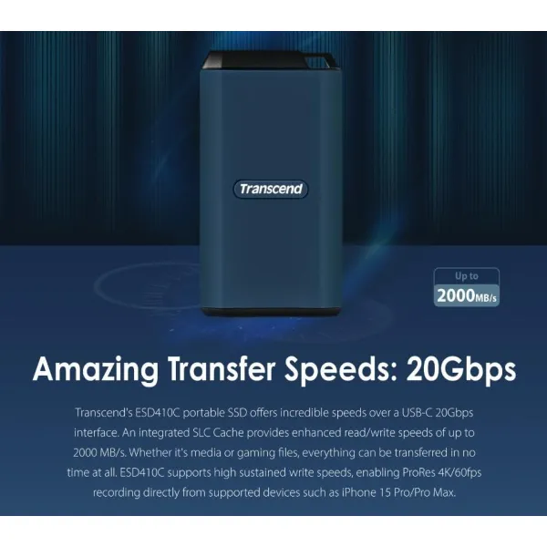 Накопитель портативный SSD 4TB USB 3.2 Gen 2 Type-C Transcend (TS4TESD410C) - Фото 5