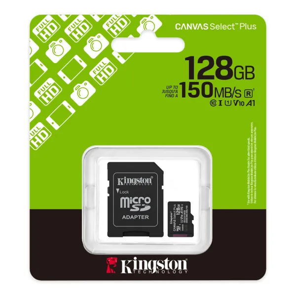 Карта памяти 128GB microSD C10 UHS-I A1 V10 R150MB/s + SD Kingston (SDCS3/128GB) - Фото 2