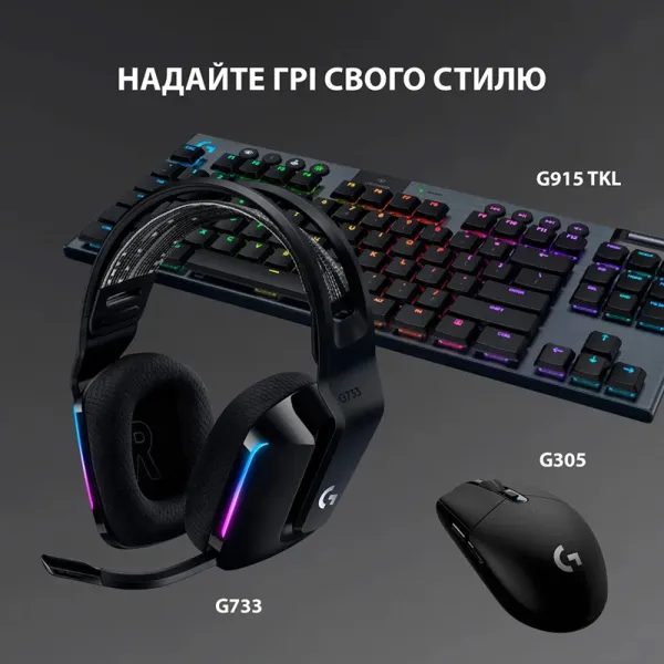 Гарнитура беспроводная игровая G733 Lightspeed, RGB, чёрная Logitech (981-000864) - Фото 4