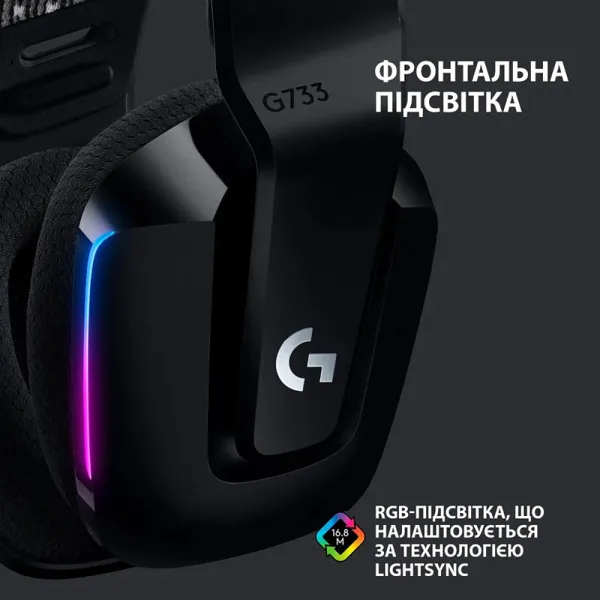Гарнитура беспроводная игровая G733 Lightspeed, RGB, чёрная Logitech (981-000864) - Фото 10
