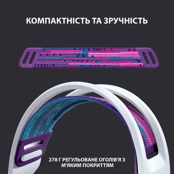 Гарнітура бездротова ігрова G733 Lightspeed, RGB, біла Logitech (981-000883) - Фото 1
