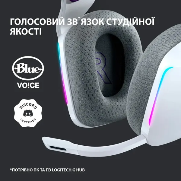 Гарнітура бездротова ігрова G733 Lightspeed, RGB, біла Logitech (981-000883) - Фото 6
