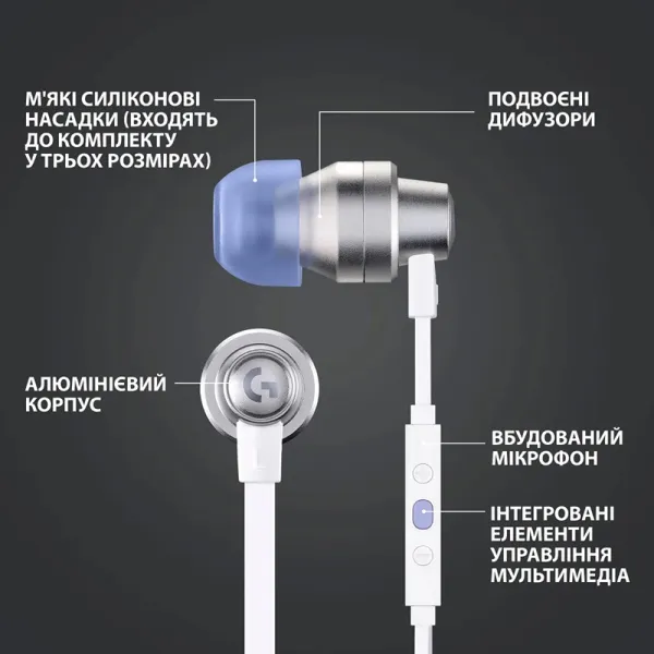 Наушники проводные игровые G333, белые Logitech (981-000930) - Фото 5