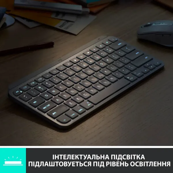Клавиатура беспроводная MX Keys Mini Illuminated, UA, розовая Logitech (920-010500) - Фото 1