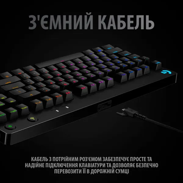 Клавіатура USB ігрова механічна G Pro, UA, чорна Logitech (920-009392) - Фото 1