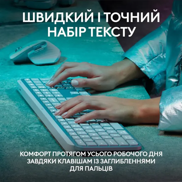 Клавіатура бездротова MX Keys S, UA, світло-сіра Logitech (920-011588) - Фото 1