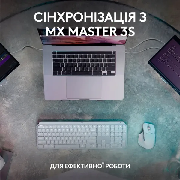 Клавіатура бездротова MX Keys S, UA, світло-сіра Logitech (920-011588) - Фото 3