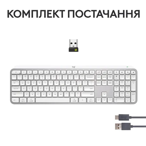Клавіатура бездротова MX Keys S, UA, світло-сіра Logitech (920-011588) - Фото 7
