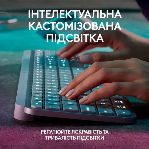 Клавіатура бездротова MX Keys S, UA, світло-сіра Logitech (920-011588) - Фото 8