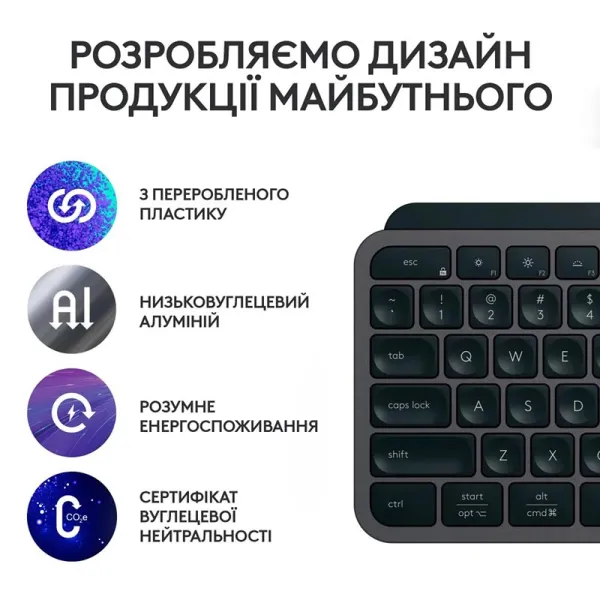 Клавиатура беспроводная MX Keys S Plus Palmrest, UA, графитовая Logitech (920-011589) - Фото 5