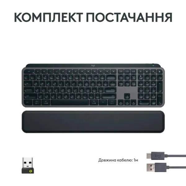 Клавиатура беспроводная MX Keys S Plus Palmrest, UA, графитовая Logitech (920-011589) - Фото 9
