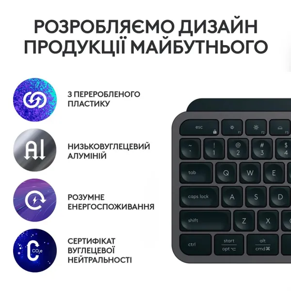 Клавиатура беспроводная MX Keys S, UA, графитовая Logitech (920-011593) - Фото 4
