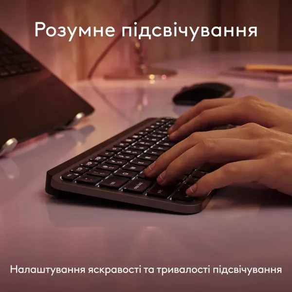 Клавіатура бездротова MX Keys Mini для Mac Illuminated, UA, Space Grey Logitech (920-012652) - Фото 2