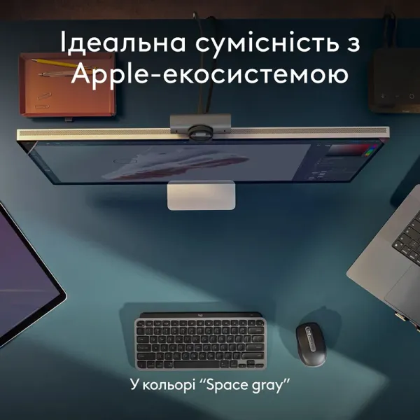 Клавіатура бездротова MX Keys Mini для Mac Illuminated, UA, Space Grey Logitech (920-012652) - Фото 9