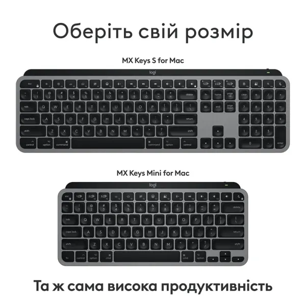 Клавиатура беспроводная MX Keys S для Mac, UA, Space Grey Logitech (920-011637) - Фото 3