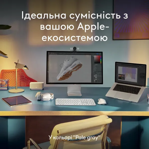 Клавиатура беспроводная MX Keys S для Mac, UA, светло-серая Logitech (920-011638) - Фото 4
