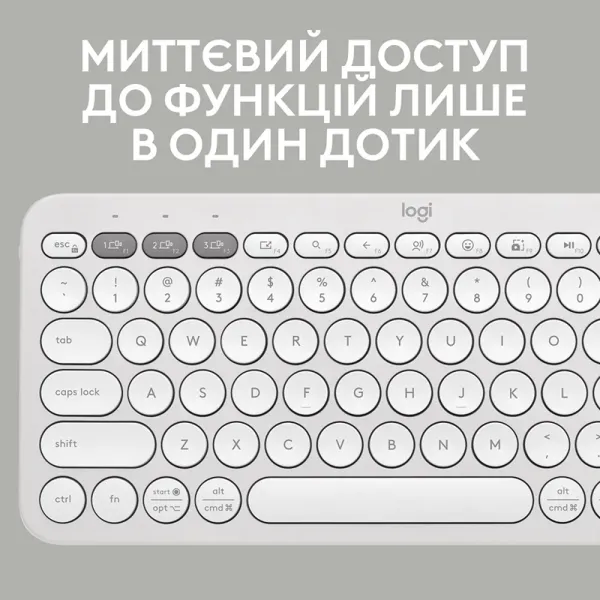 Клавиатура беспроводная Pebble K380s Multi-Device, UA, белая Logitech (920-011852) - Фото 1