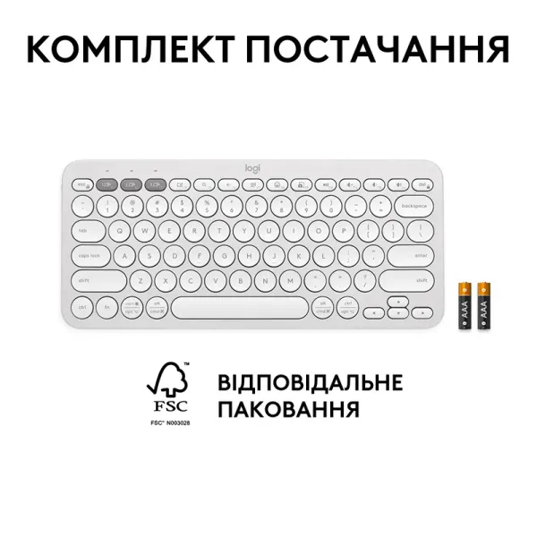 Клавиатура беспроводная Pebble K380s Multi-Device, UA, белая Logitech (920-011852) - Фото 3