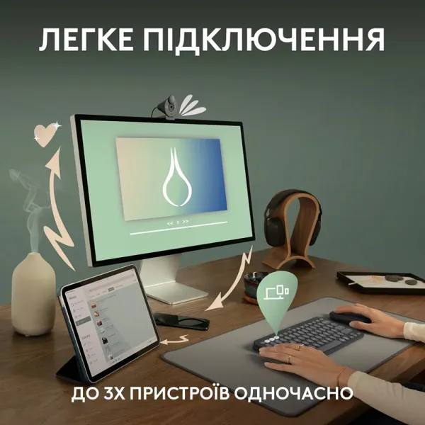 Клавиатура беспроводная Pebble K380s Multi-Device, UA, белая Logitech (920-011852) - Фото 4