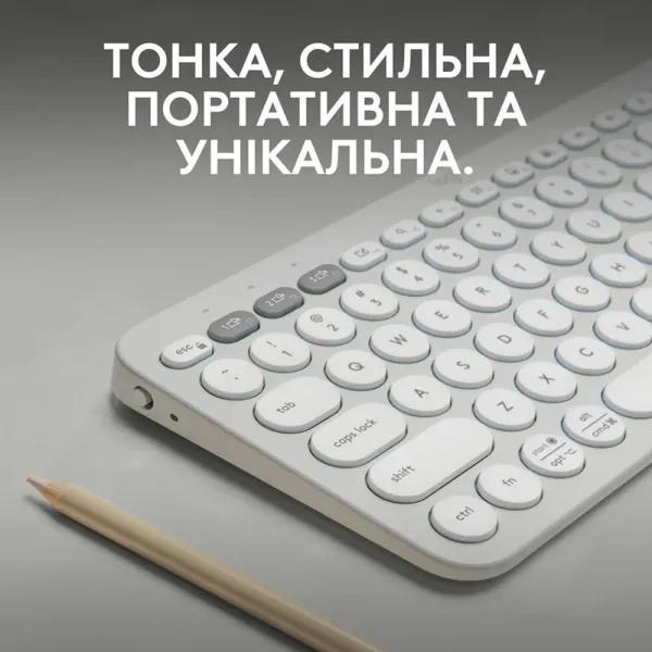 Клавиатура беспроводная Pebble K380s Multi-Device, UA, белая Logitech (920-011852) - Фото 7