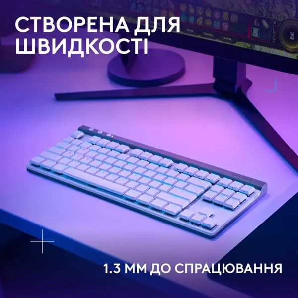 Клавиатура беспроводная G515 TKL Lightspeed Tactile, UA, белая Logitech (920-012539) - Фото 3