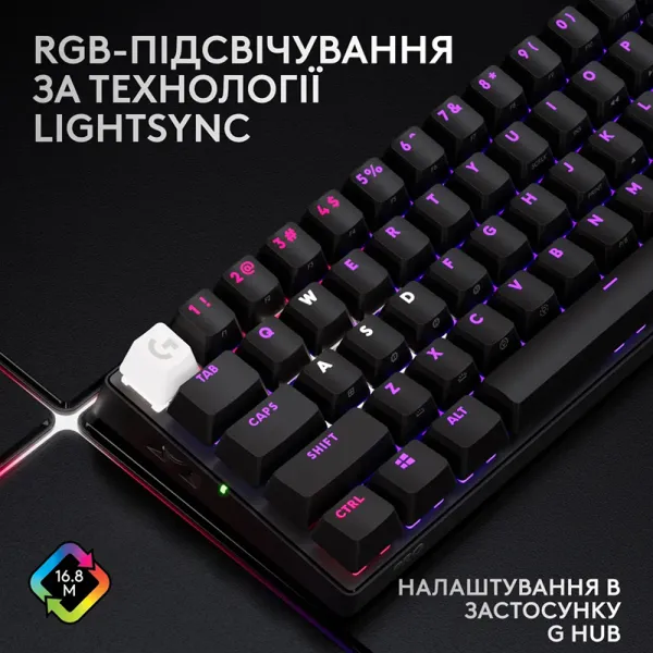 Клавиатура беспроводная G Pro X 60 Lightspeed GX Tactile, UA, чёрная Logitech (920-011911) - Фото 11