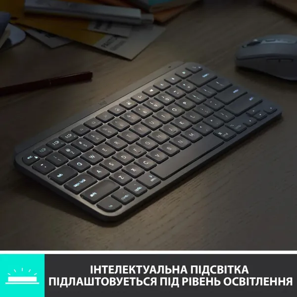 Клавиатура беспроводная MX Keys Mini для Mac Illuminated, UA, светло-серая Logitech (920-010526) - Фото 13