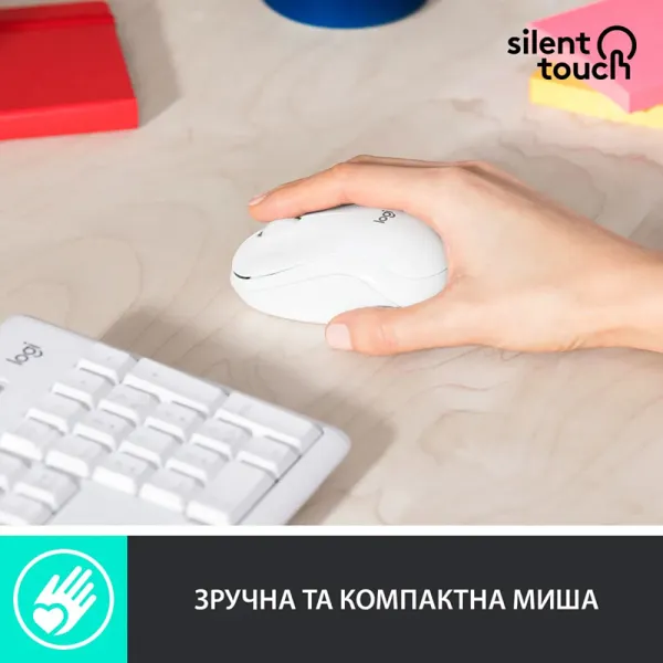 Комплект клавиатура и мышь беспроводной MK295 Silent Combo, UA, белый Logitech (920-009824) - Фото 8