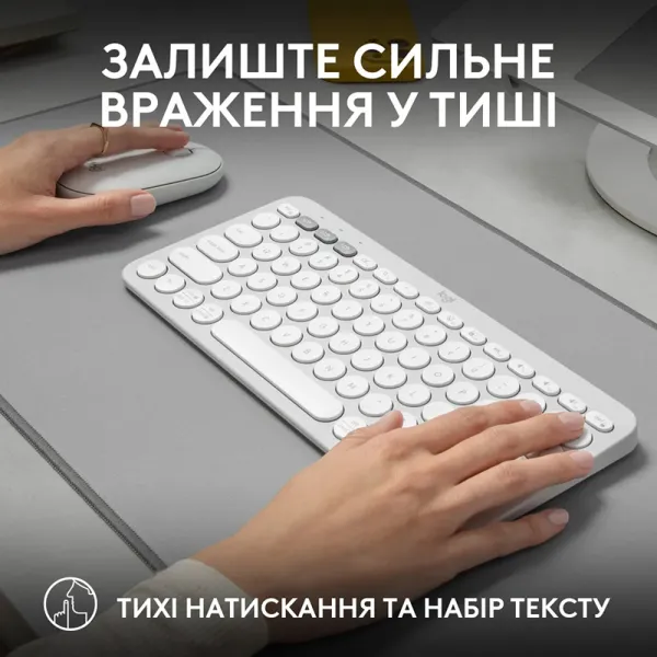 Комплект клавиатура и мышь беспроводной Pebble 2 Combo, UA, белый Logitech (920-012240) - Фото 5