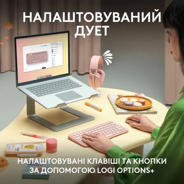 Комплект клавиатура и мышь беспроводной Pebble 2 Combo, UA, розовый Logitech (920-012241) - Фото 2