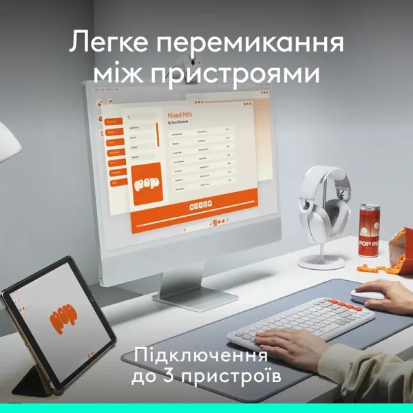Комплект клавиатура и мышь беспроводной POP Icon Combo, UA, графитовый Logitech (920-013156) - Фото 3