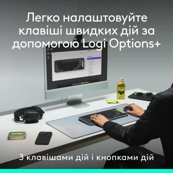 Комплект клавиатура и мышь беспроводной POP Icon Combo, UA, графитовый Logitech (920-013156) - Фото 4