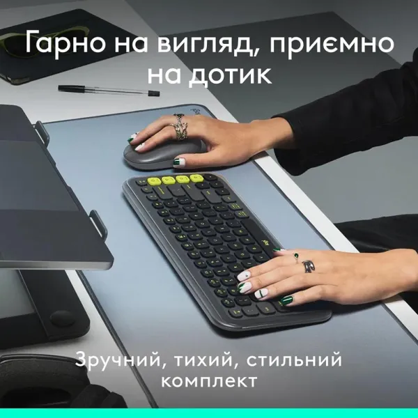 Комплект клавиатура и мышь беспроводной POP Icon Combo, UA, графитовый Logitech (920-013156) - Фото 8