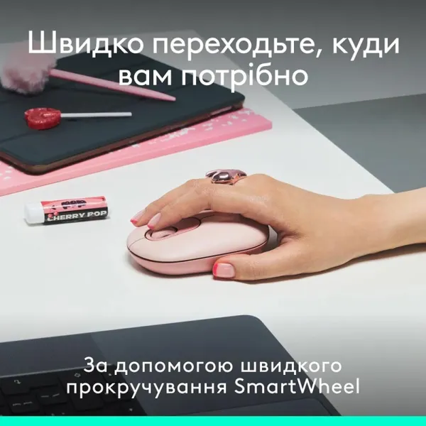 Комплект клавиатура и мышь беспроводной POP Icon Combo, UA, розовый Logitech (920-013142) - Фото 6