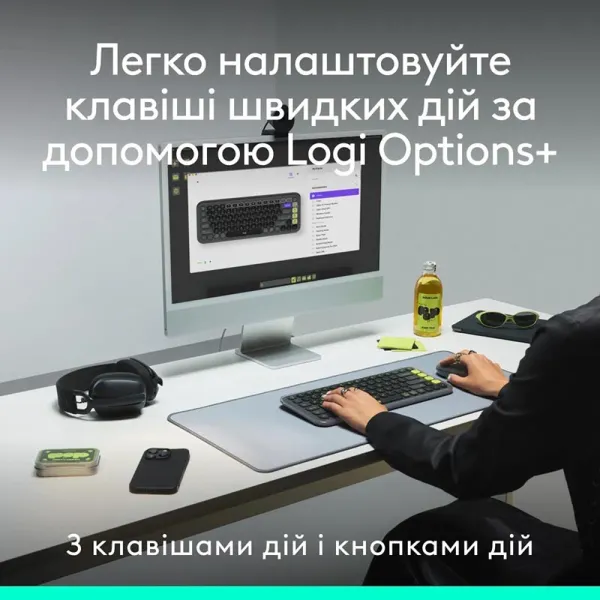 Комплект клавиатура и мышь беспроводной POP Icon Combo, UA, лиловый Logitech (920-013078) - Фото 3