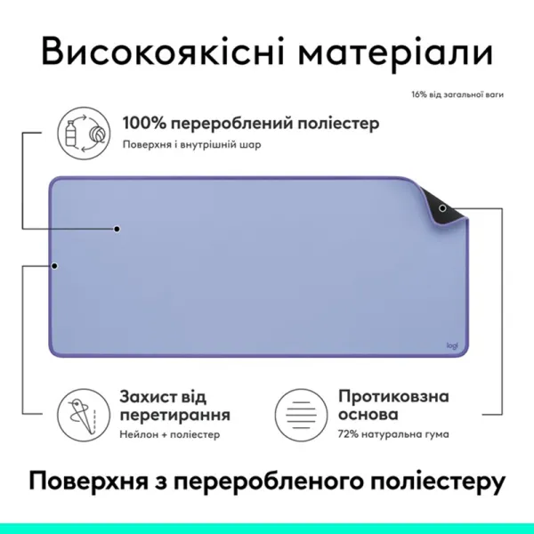 Коврик для мыши Desk Mat Studio Series, лиловый Logitech (956-000149) - Фото 5