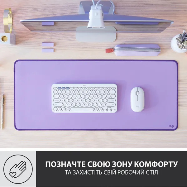Коврик для мыши Desk Mat Studio Series, лавандовый Logitech (956-000054) - Фото 7